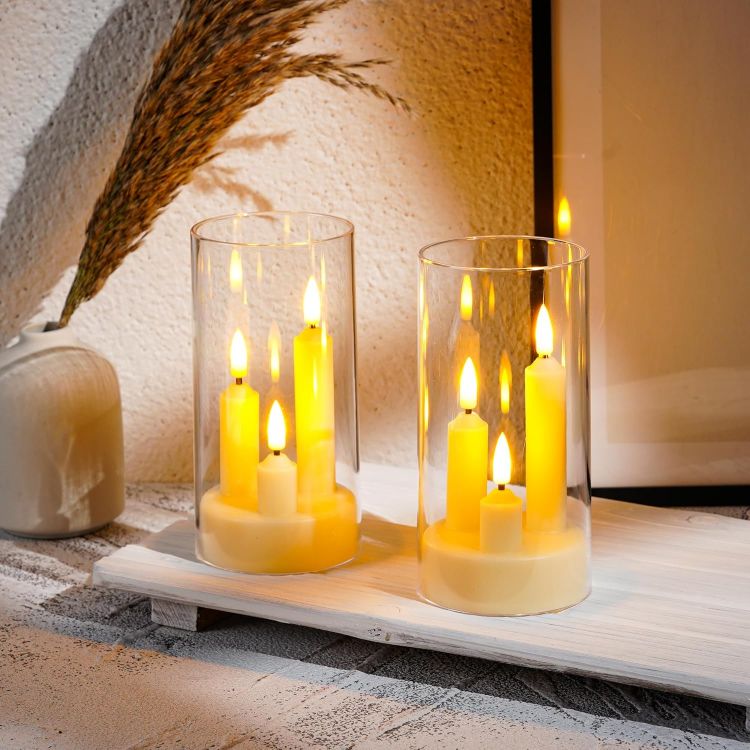 glass style LED pillar candles for home décor