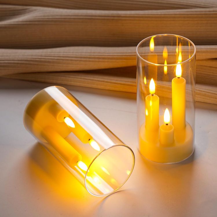 safe flameless three wick candle lighting