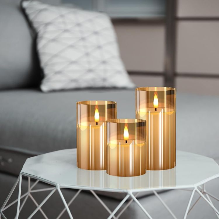 battery operated flickering candle set of 3