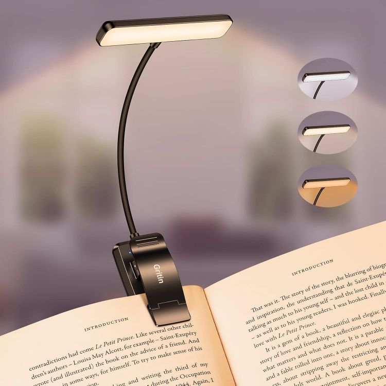 Picture of 19 LED Book Reading Light with Stepless Dimming & Memory Function – USB Rechargeable Clip Lamp