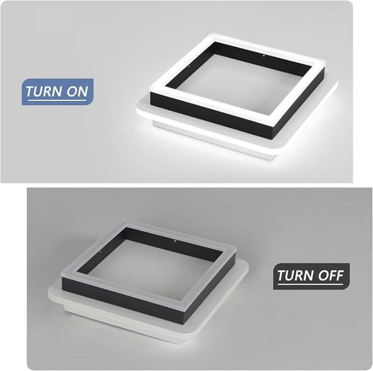 Picture of Square Modern Led Ceiling Light Fixture, 24W Black Flush Mount Hallway Ceiling Light Small Close to Ceiling Lamp for Living Room Bedroom Kitchen Balcony Cloakroom (Cool White, 6000K