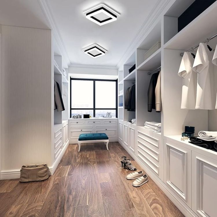 Picture of Square Modern Led Ceiling Light Fixture, 24W Black Flush Mount Hallway Ceiling Light Small Close to Ceiling Lamp for Living Room Bedroom Kitchen Balcony Cloakroom (Cool White, 6000K