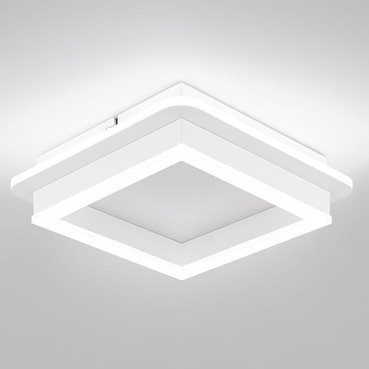 Picture of Square Modern Led Ceiling Light Fixture, 24W Black Flush Mount Hallway Ceiling Light Small Close to Ceiling Lamp for Living Room Bedroom Kitchen Balcony Cloakroom (Cool White, 6000K