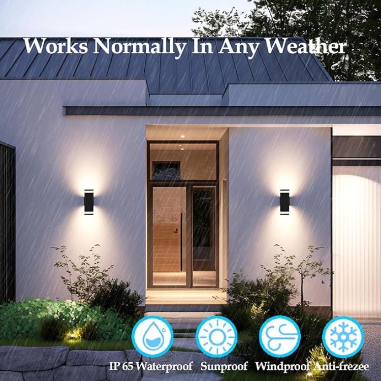 Picture of Smart RGB Outdoor Wall Lights, 2 Pack Color Changing Porch Lights, Cylinder Up and Down Lights Outdoor Wall Sconce, Exterior Lighting Fixture Compatible with Smart Life & Tuya smart