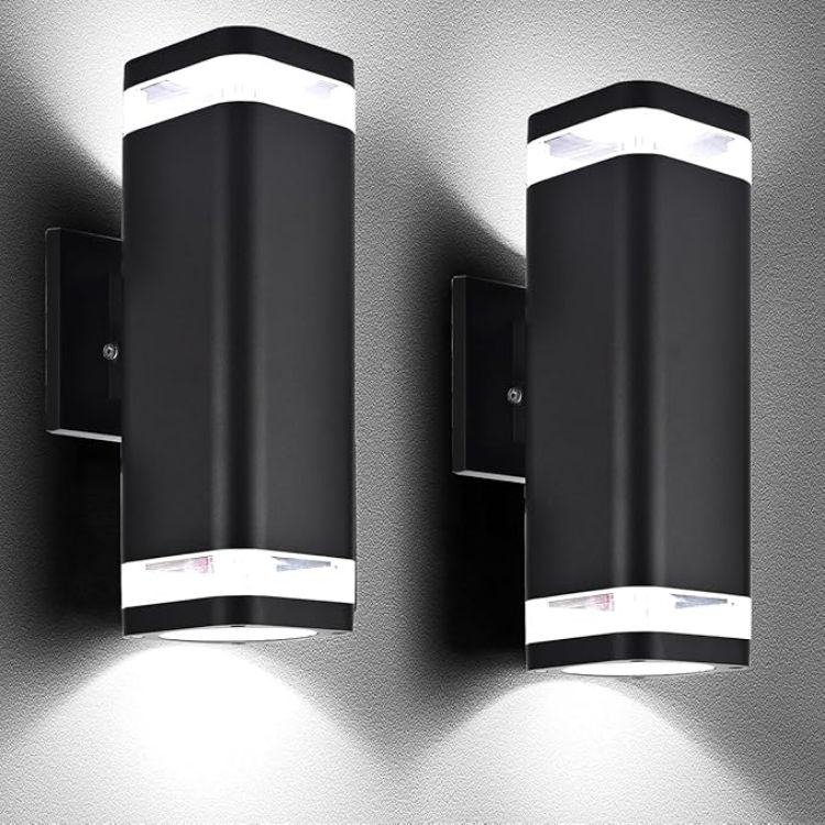 Picture of Smart RGB Outdoor Wall Lights, 2 Pack Color Changing Porch Lights, Cylinder Up and Down Lights Outdoor Wall Sconce, Exterior Lighting Fixture Compatible with Smart Life & Tuya smart