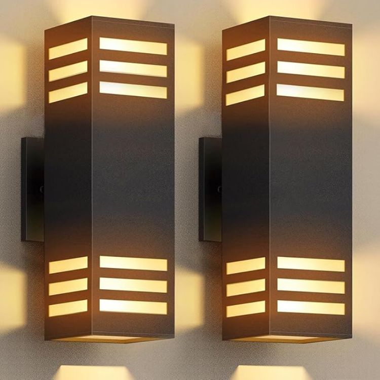 Picture of Smart RGB Outdoor Wall Lights, 2 Pack Color Changing Porch Lights, Cylinder Up and Down Lights Outdoor Wall Sconce, Exterior Lighting Fixture Compatible with Smart Life & Tuya smart