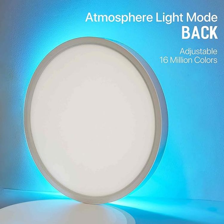 Picture of Smart Led Ceiling Light Flush Mount, 12 Inch 24W Ceiling Light Fixture Dimmable 2700K-6500K, RGB Ambient Light Fixture WiFi Compatible with Alexa Google Home for Bedroom Living Room