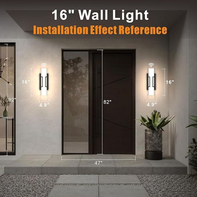 Picture of Dusk to Dawn Outdoor Lighting Fixtures, Photocell Sensor Modern Outdoor Wall Sconce, Dimmable LED Porch Light, IP65 Waterproof Outside Wall Lights for House Doorway Garage Entryway, 3000K