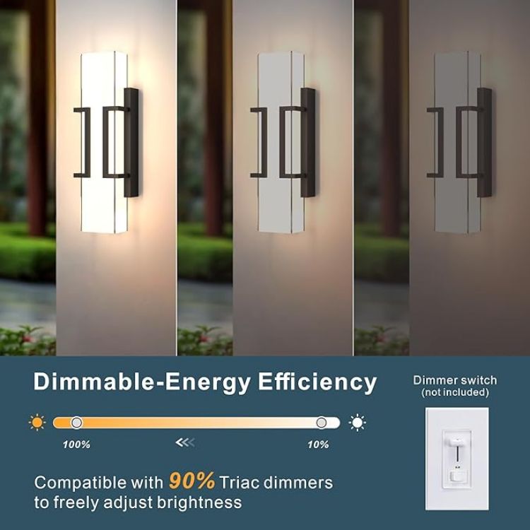Picture of Dusk to Dawn Outdoor Lighting Fixtures, Photocell Sensor Modern Outdoor Wall Sconce, Dimmable LED Porch Light, IP65 Waterproof Outside Wall Lights for House Doorway Garage Entryway, 3000K