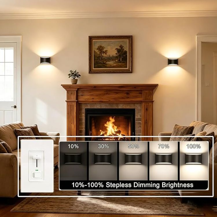 Picture of Smart RGB and Double White Outdoor Wall Sconces, WiFi Modern Wall Lights with App & Voice Control, Music Sync, IP65 Waterproof Up Down Lights for Indoor or Outdoor Porch Patio Garage