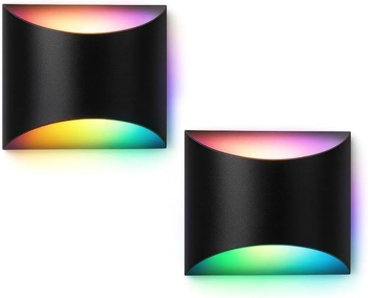 Picture of Smart RGB and Double White Outdoor Wall Sconces, WiFi Modern Wall Lights with App & Voice Control, Music Sync, IP65 Waterproof Up Down Lights for Indoor or Outdoor Porch Patio Garage