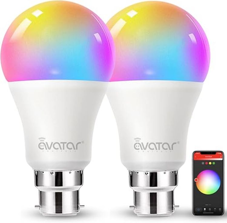 Picture of  Smart Bulb B22 Bayonet, Colour Changing Alexa Light Bulb 9W 900LM, Smart LED Bulb that Works with Alexa Google, Music Sync, 80+ Scenes, 2 Pack Ambient Lighting for Bedroom Kitchen [Energy Class F]