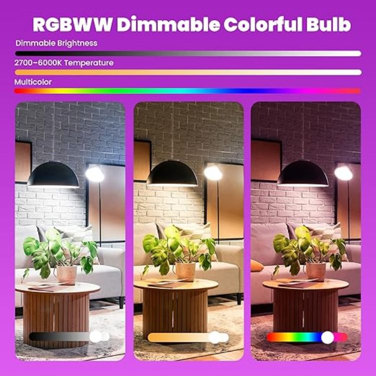 Picture of E27 Smart Bulb, Alexa Light Screw Bulb A19, WiFi Smart Light Bulb 9W, 16 Million Colours, Dimmable RGB, Works with Alexa & Google Assistant, Schedule & Timer, Energy Saving, 2.4GHz Only,2 Pack [Energy Class B]