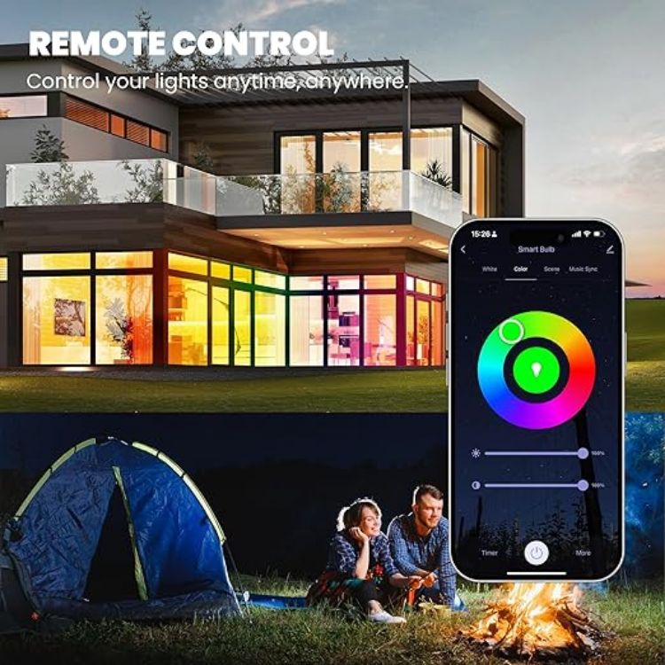 Picture of E27 Smart Bulb Alexa Light Screw Bulb A19 WiFi Smart Light Bulb 9W with 16 Million Colours Dimmable RGB Works with Alexa and Google Assistant with Schedule and Timer Energy Saving 2.4GHz Only 2 Pack Energy Class B