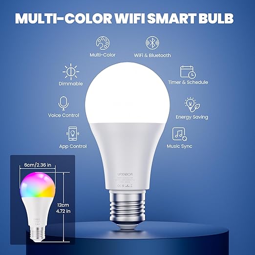 E27 Smart Bulb 2 Pack 9W WiFi RGB – Alexa & Google Assistant
