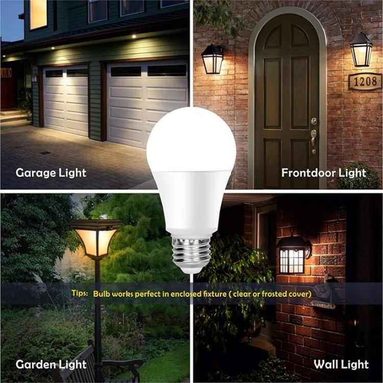 Picture of Dawn Till Dusk Bulbs, 9W, 60W Equivalent, Outside Bulbs Automatic On Off Twilight Sensor LED Light Bulbs,3000K Warm White, Security Lighting for Hallway, Porch, Balcony, Backyard, Garage