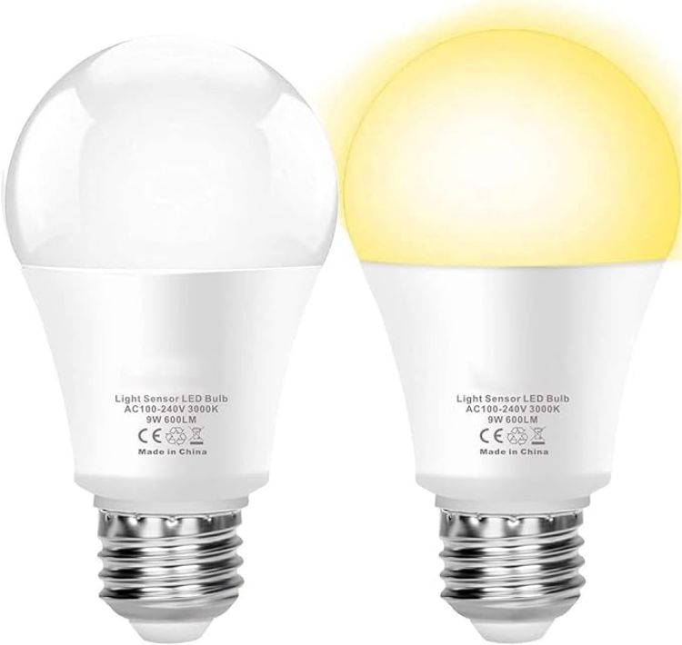Picture of Dawn Till Dusk Bulbs, 9W, 60W Equivalent, Outside Bulbs Automatic On Off Twilight Sensor LED Light Bulbs,3000K Warm White, Security Lighting for Hallway, Porch, Balcony, Backyard, Garage