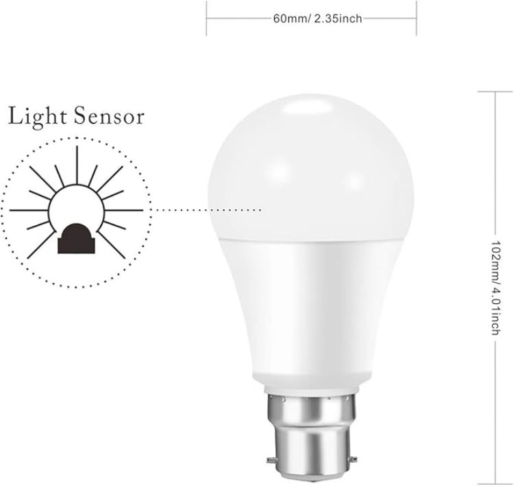 Picture of Boxlood Dusk Till Dawn LED Light Bulb B22 9W Warm White 3000K + WiZ Smart E27 Clear Glass Globe WiFi Dimmable Smart Bulb with Alexa, Google Assistant & HomeKit, Energy Saving Bundle