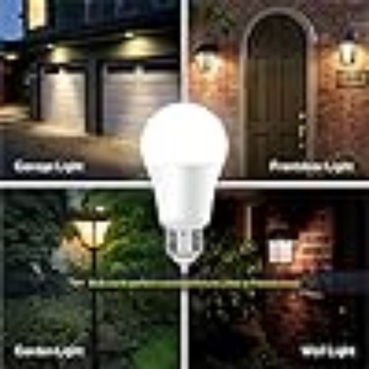 Picture of  Dusk to Dawn Light Bulbs E27 9W 2 Pack 6000K Daylight LED Auto On Off Sensor 60W Equivalent Energy Saving Outdoor Security Bulb for Porch Garden