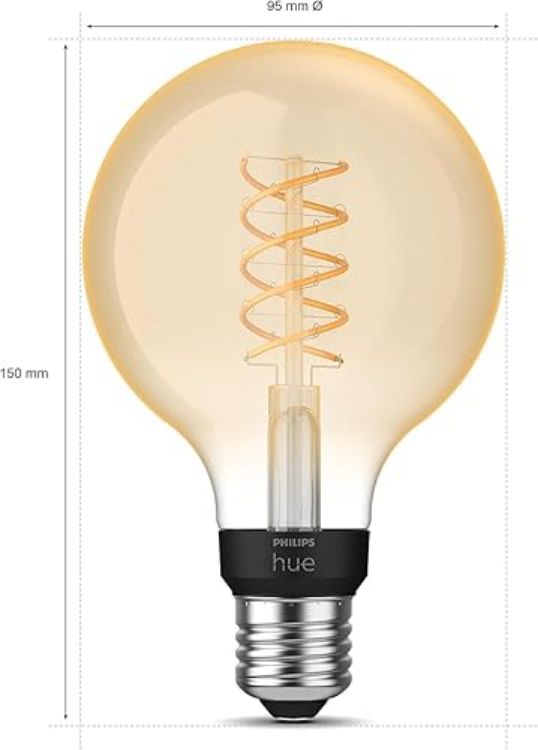 Picture of White Filament Retro E27 G93 Globe Smart Bulb – Alexa Compatible, Warm White Vintage LED Light (Energy Class G)