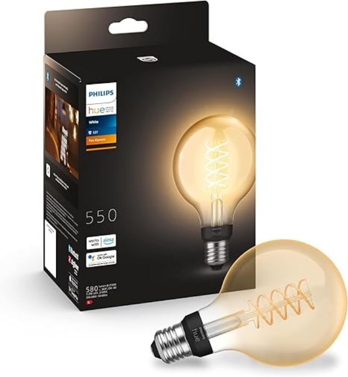 Picture of White Filament Retro E27 G93 Globe Smart Bulb – Alexa Compatible, Warm White Vintage LED Light (Energy Class G)