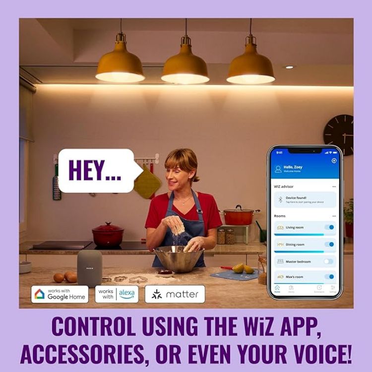 Picture of Smart LED A60 Bulb, Tunable White, E27 Base, 100W, 2200-6500K, 1521 Lumens, Dimmable, Works with Alexa, Google Assistant, and Apple Home, 1 Pack