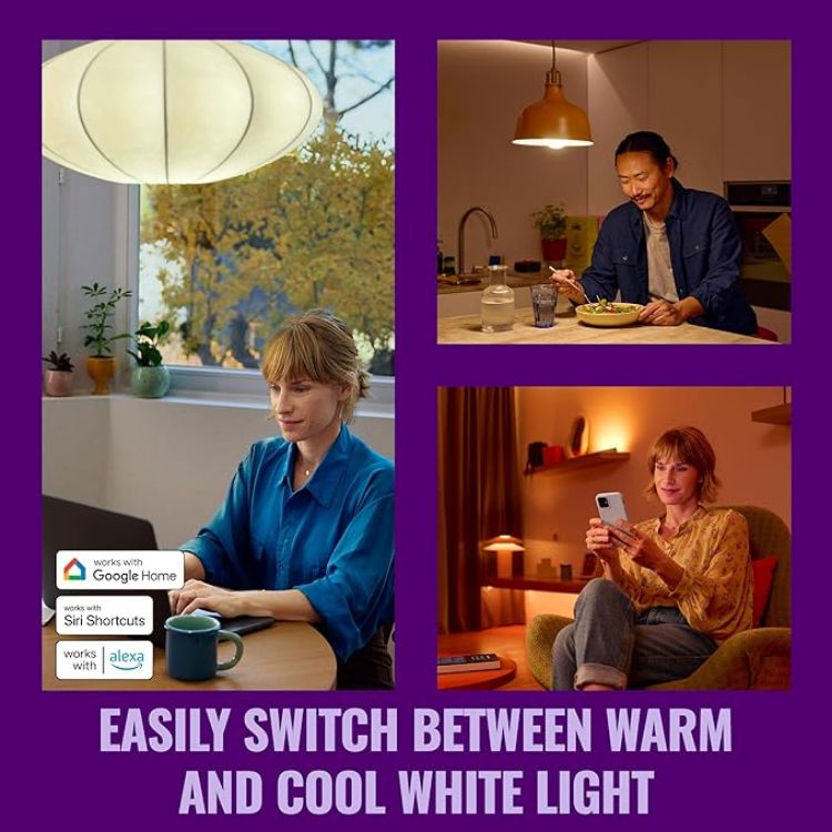Picture of Smart LED A60 Bulb, Tunable White, E27 Base, 100W, 2200-6500K, 1521 Lumens, Dimmable, Works with Alexa, Google Assistant, and Apple Home, 1 Pack