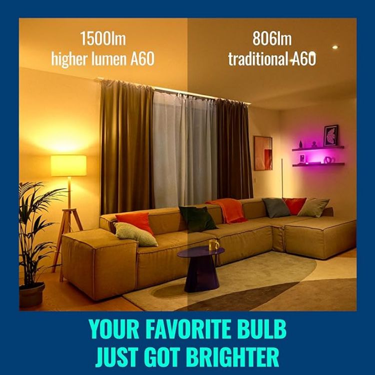 Picture of Smart LED A60 Bulb E27 Tunable White 100W Equivalent 2200K–6500K 1521 Lumens Dimmable Alexa Google HomeKit 1 Pack