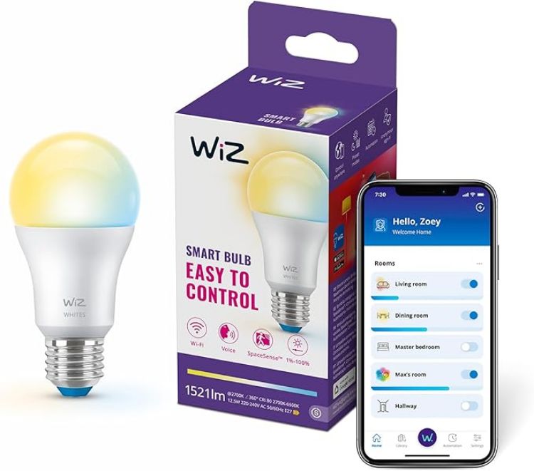 Picture of Smart LED A60 Bulb, Tunable White, E27 Base, 100W, 2200-6500K, 1521 Lumens, Dimmable, Works with Alexa, Google Assistant, and Apple Home, 1 Pack