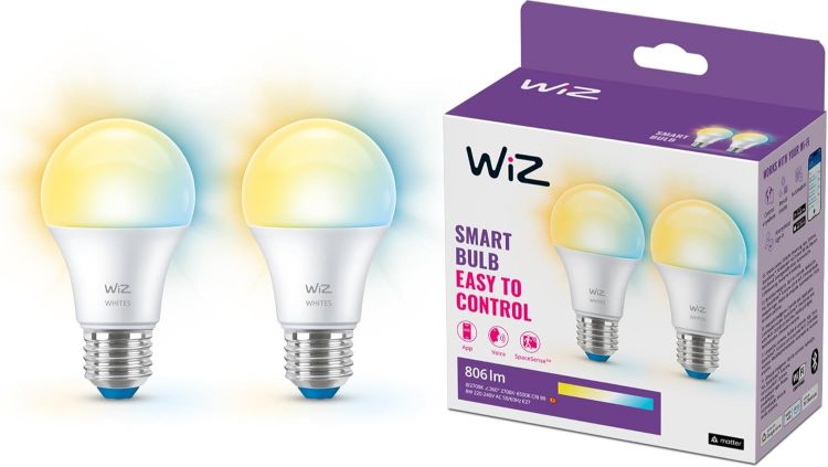 Picture of Smart Bulb, E27, 60W, Shades of White, Smart LED Connected WiFi Works with Alexa, Google Assistant & HomeKit, App Control for Home Indoor Lighting, Livingroom, Bedroom, Energy Monitoring, 2 Pack