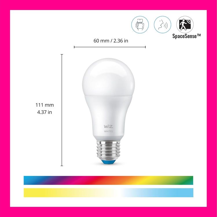 Picture of Smart Bulb, E27, 60W, Shades of White, Smart LED Connected WiFi Works with Alexa, Google Assistant & HomeKit, App Control for Home Indoor Lighting, Livingroom, Bedroom, Energy Monitoring, 2 Pack