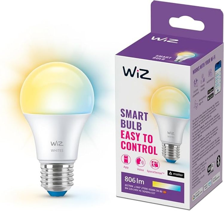 Picture of Smart Bulb, E27, 60W, Shades of White, Smart LED Connected WiFi Works with Alexa, Google Assistant & HomeKit, App Control for Home Indoor Lighting, Livingroom, Bedroom, Energy Monitoring, 1 Pack