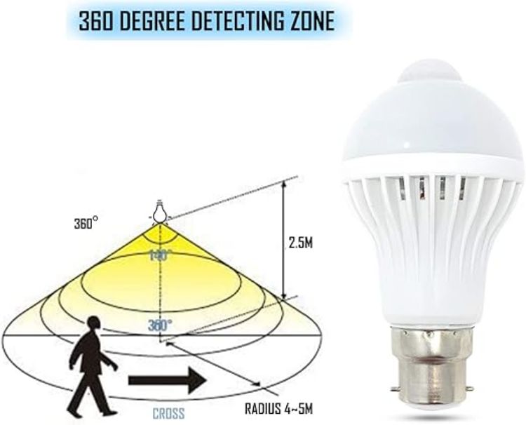Picture of B22 LED Motion Sensor lights Indoor - Automatic Smart Motion Sensor PIR Light bulb with Movement Activated Sensitive sensors - Ideal Closet / For Stairs Sensor lights indoors Bulbs 3000k Bayonet - Warm White 5w - 50w Equivalent  (B22 Warm 1) [Energy Class A]