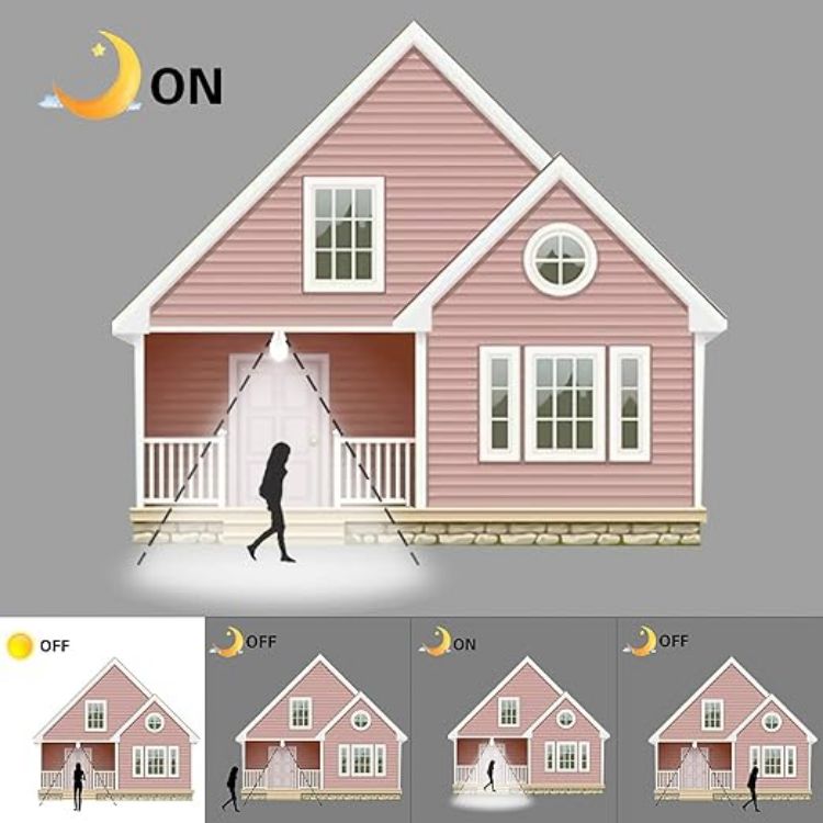 Picture of LED Smart Motion Light Bulbs - B22 PIR Light Sensor Bulb 12W Cool White 6000K Auto On/Off Night Lamp for Stairs, Garage, Corridor, Walkway, Yard, Hallway, Patio, Carport (1 Pack) [Energy Class A]