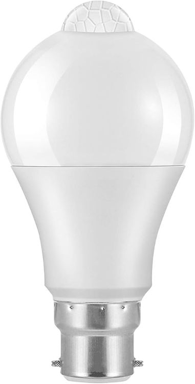Picture of LED Smart Motion Light Bulbs - B22 PIR Light Sensor Bulb 12W Cool White 6000K Auto On/Off Night Lamp for Stairs, Garage, Corridor, Walkway, Yard, Hallway, Patio, Carport (1 Pack) [Energy Class A]