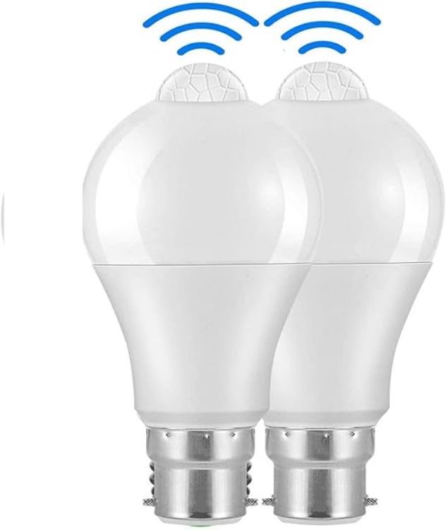 Picture of  LED Smart Motion Light Bulbs - B22 PIR Light Sensor Bulb 12W Cool White 6000K Auto On/Off Night Lamp for Stairs, Garage, Corridor, Walkway, Yard, Hallway, Patio, Carport (2 Pack) [Energy Class E]