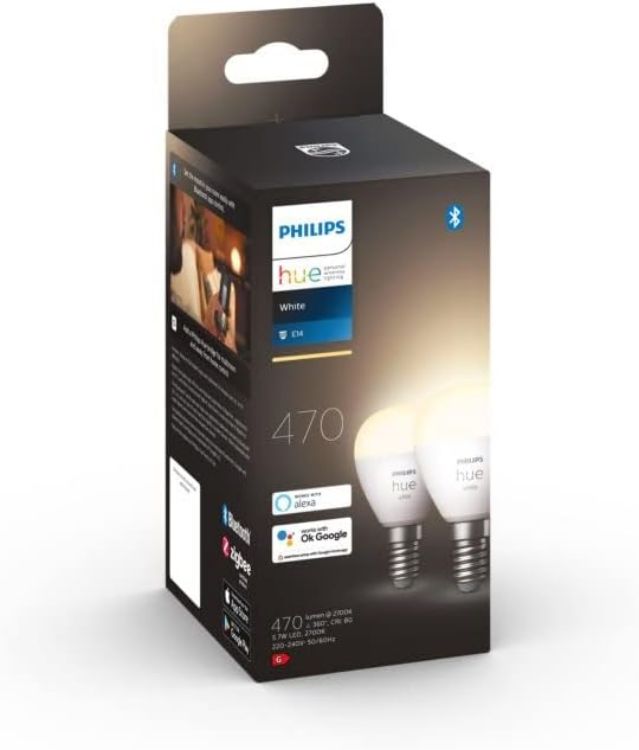 Picture of New White Smart Light Bulb Luster 2 Pack E14 Bluetooth Compatible with Alexa Google Assistant Apple HomeKit