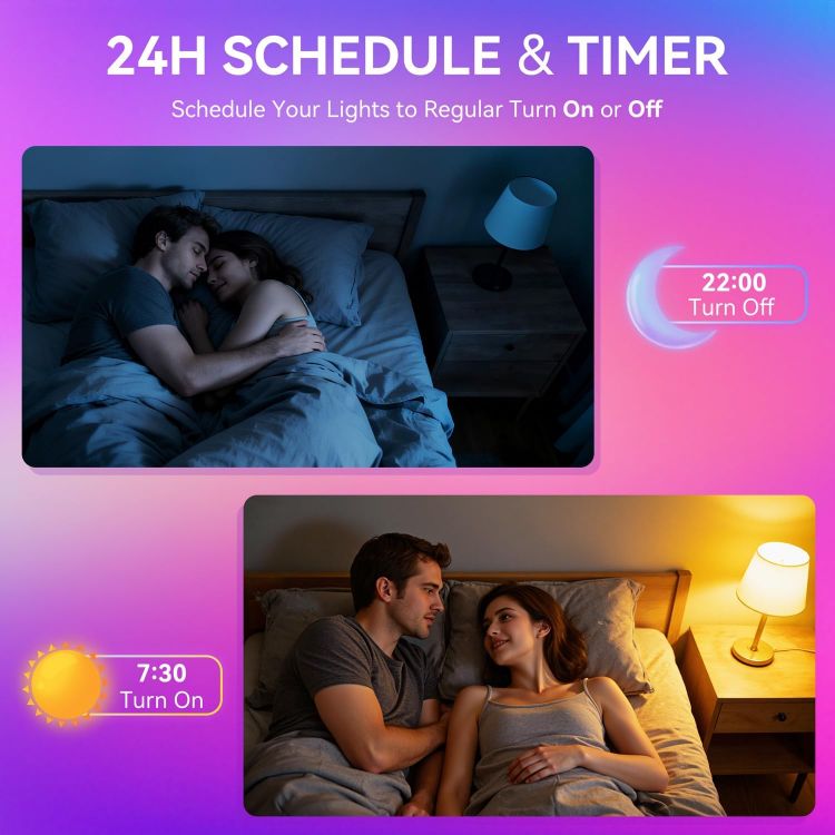 Picture of Smart Bulb B22, LED Alexa Light Bulbs, 10W, 16 Million Colors, Music Sync, Dimmable, Work with WiFi Alexa, Google Assistant, DIY Modes, Schedule & Timer, App Voice Group Remote Control, 2 Packs