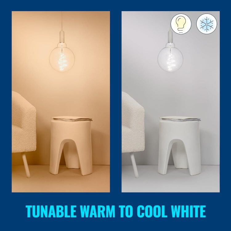 Picture of WiZ Smart Bulb E27 Clear Glass Globe LED Smart Dimming WiFi Light Works with Alexa Google Assistant HomeKit App Control Energy Monitoring Energy Class A
