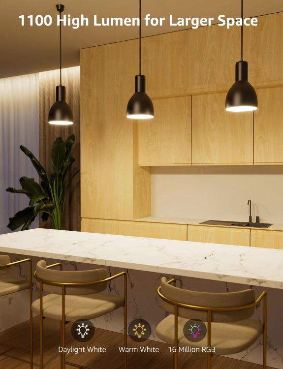 Picture of AI Smart Bulb B22 4 Pack 1100lm WiFi RGB Music Sync Dimmable Voice Control