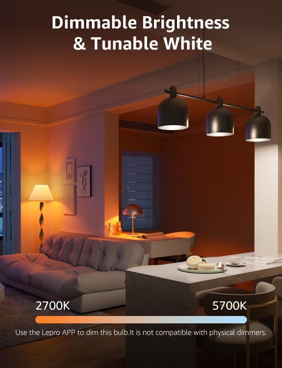 Picture of B22 AI Smart Bulb 1521LM 12W RGB WiFi Smart Light – Schedule Timer, Voice Control, Alexa & Google Assistant Compatible
