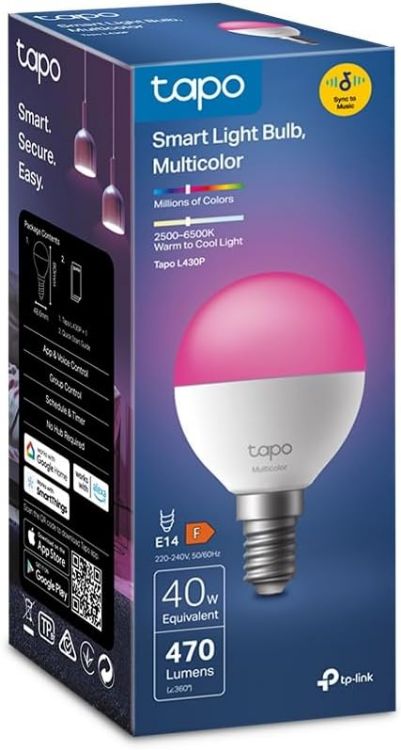 Picture of L430P E14 Smart Bulb 2 Pack – Bluetooth Alexa, Google Home & Apple HomeKit Compatible, Color Changing, Dimmable Smart Light