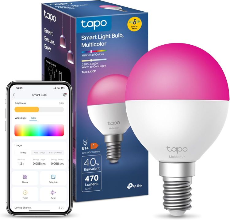 Picture of L430P E14 Smart Bulb 2 Pack – Bluetooth Alexa, Google Home & Apple HomeKit Compatible, Color Changing, Dimmable Smart Light