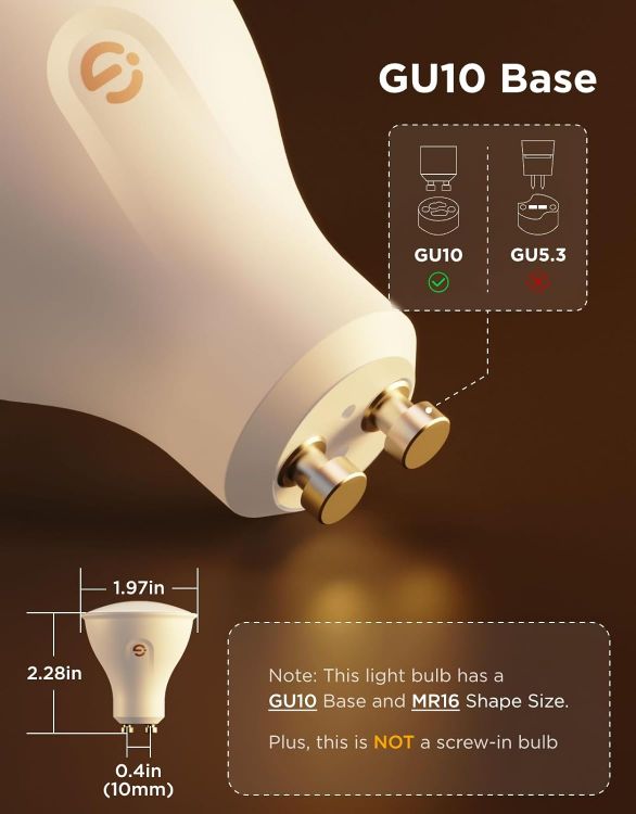 Picture of GU10 Smart Bulb RGBWW 4 Pack 400LM – Dimmable Colour Changing LED Lights, Alexa & Google Assistant Compatible Smart Spotlights