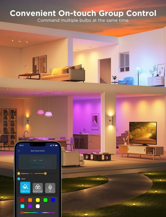 Picture of GU10 Smart Bulb RGBWW 4 Pack 400LM – Dimmable Colour Changing LED Lights, Alexa & Google Assistant Compatible Smart Spotlights
