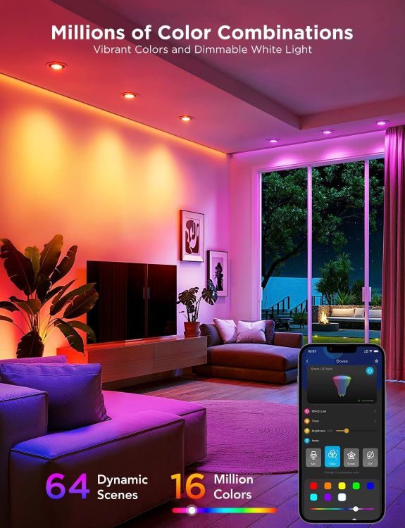 Picture of GU10 Smart Bulb RGBWW 4 Pack 400LM Dimmable Color Changing LED Lights Alexa Google Assistant Compatible