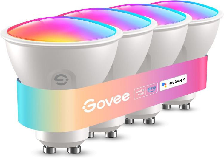 Picture of GU10 Smart Bulb RGBWW 4 Pack 400LM – Dimmable Colour Changing LED Lights, Alexa & Google Assistant Compatible Smart Spotlights