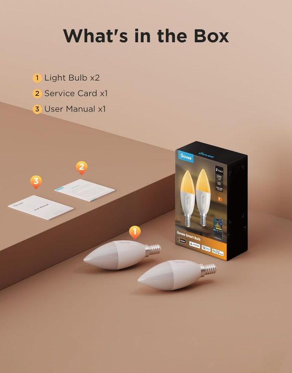 Picture of E14 Smart Bulb RGBWW 2 Pack 450LM 4.8W – Matter Compatible, Alexa & Google Assistant, 16 Million Colours, 54 Scenes, Group Control LED Smart Light