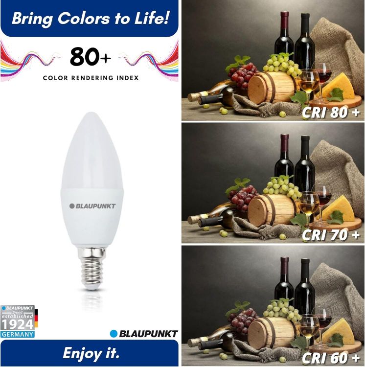 Picture of E14 LED Candle Bulb 7W 6000K Cool White 595LM – Non Dimmable Energy Saving Light, Small Edison Screw