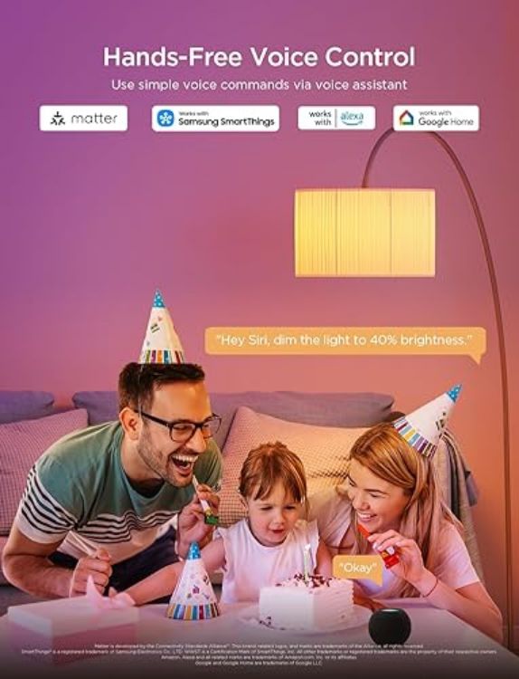 Picture of RGBWW Smart Bulb B22, Work with Matter, Alexa and Google Assistant, Energy Saving WiFi Alexa Light Bulbs, 9W, 800LM, 16 Million Colors, 54 Scenes, 2 Packs [Energy Class F]